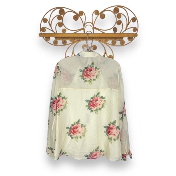 J. Peterman New Era English Blouse ivory, pink 6 - Picture 7 of 8